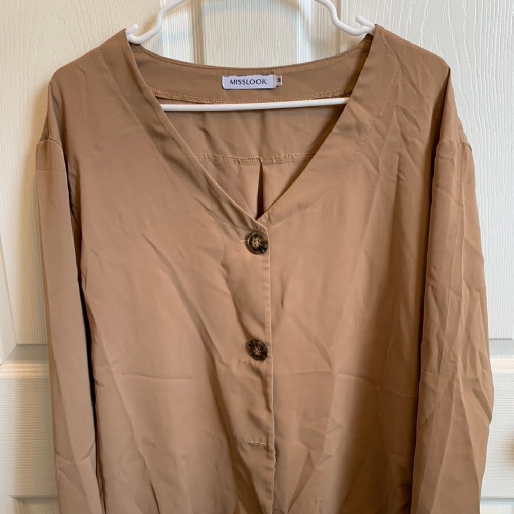 Miss Look Tan Blouse Size Medium